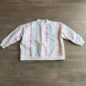 Ivy City Co White Sweatshirt with Pink and Blue Bows